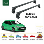 Renault Clio 3D 2005-2012 Gutted Upper Roof Rack Carrier Cross Bar Taurus Series Pro 4 Black