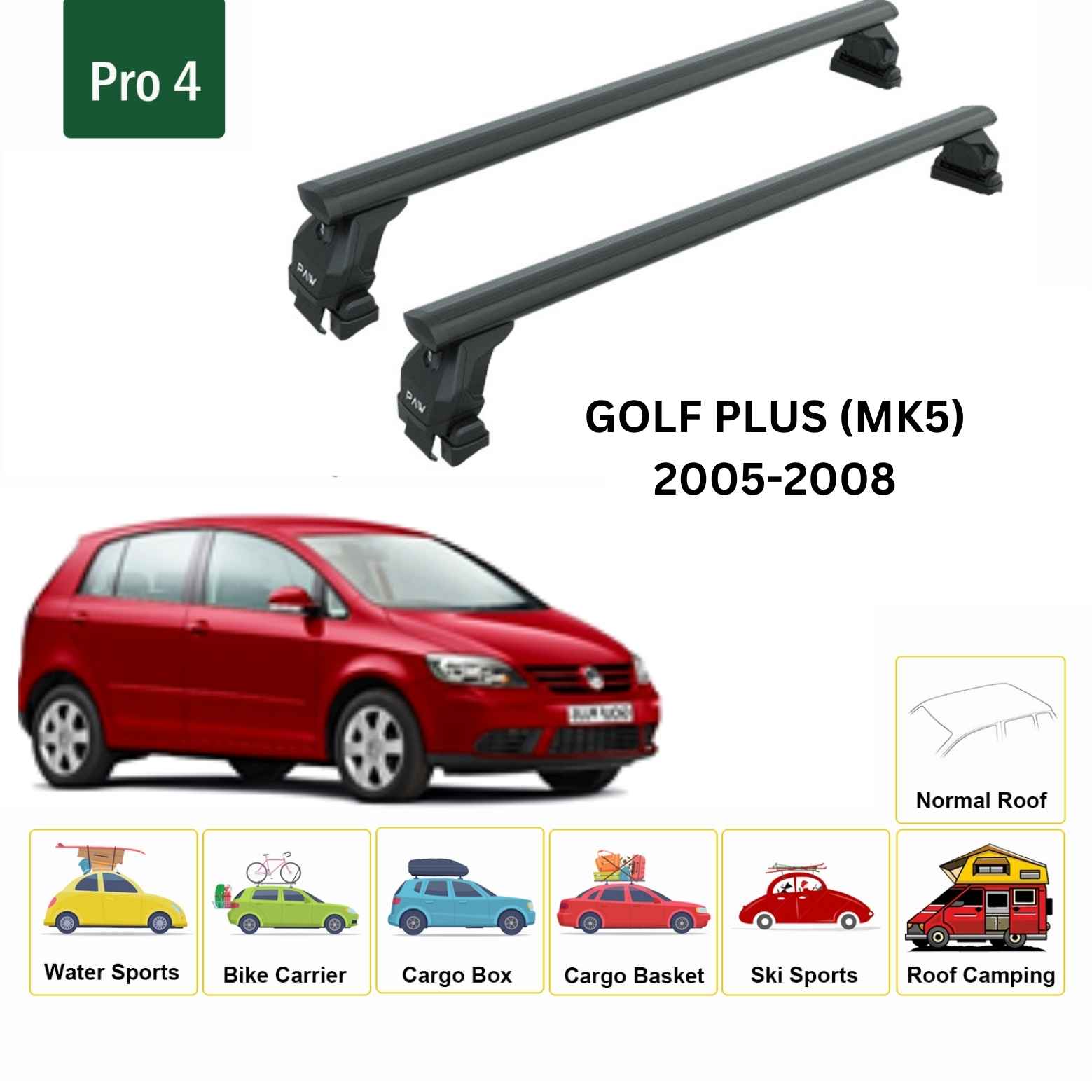 Volkswagen Golf Plus (Mk5) 2008-2013 Taşıyıcı Ara Atkısı Toros Pro 4 Siyah