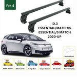 Volkswagen Id.3 2020-2025 Flush Rail Roof Rack Cross Bars Taurus Series Pro 4 Black