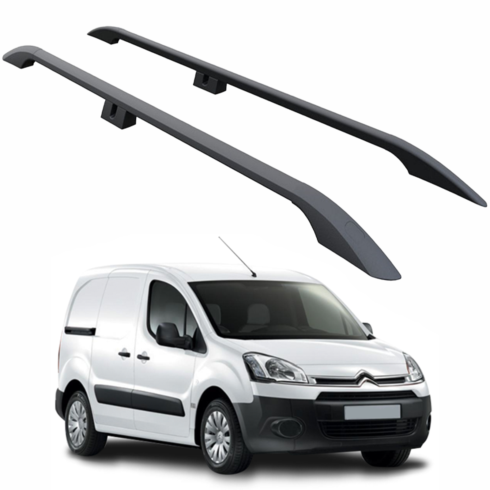 Citroen Berlingo Uzun Şase 2008-2018 Aluminum Araç Üstü Alüminyum Tavan Yan Rayları Plus Serisi - Siyah