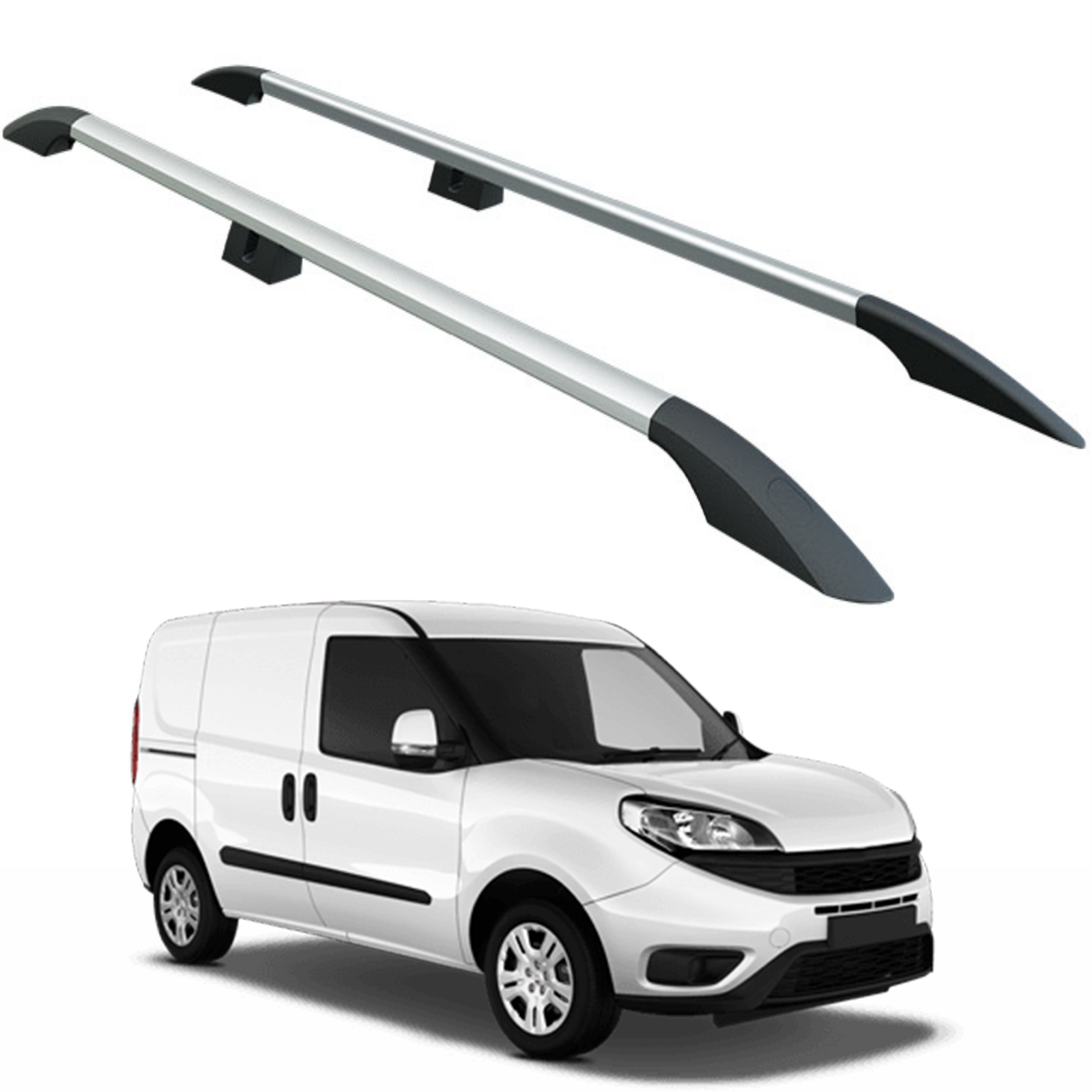 Fiat Doblo Kısa Şase 2010-2020 Van Araç Üstü Alüminyum Tavan Yan Rayları Plus Serisi - Gri