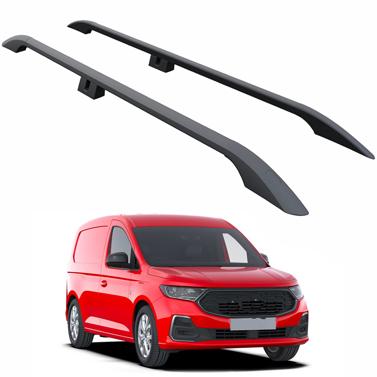Ford Transit Connect Uzun Şase 2024-2026 Araç Üstü Alüminyum Tavan Yan Rayları Plus Serisi - Siyah