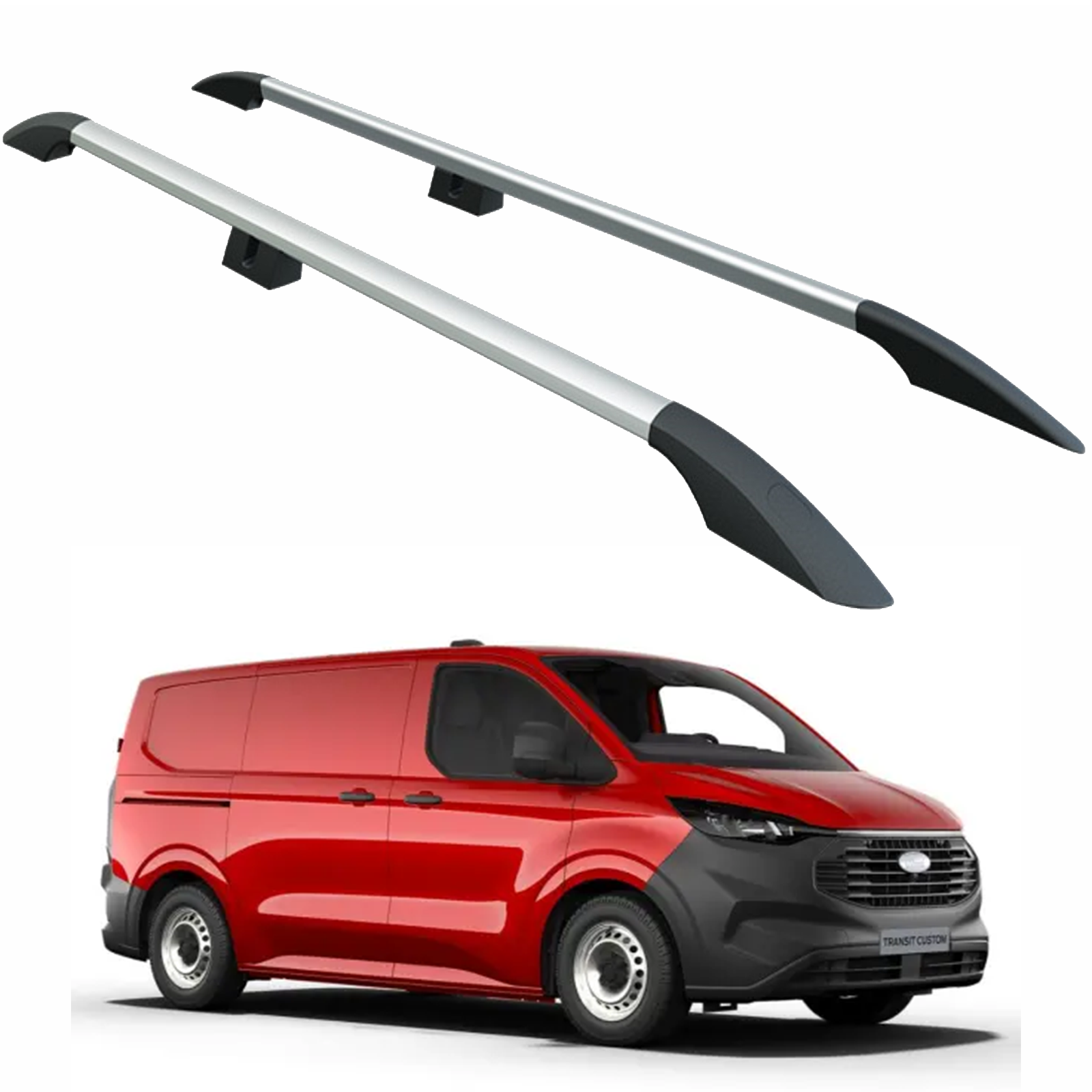 Ford Transit Custom Uzun Şase 2023-2026 Araç Üstü Alüminyum Tavan Yan Rayları Plus Serisi - Gri