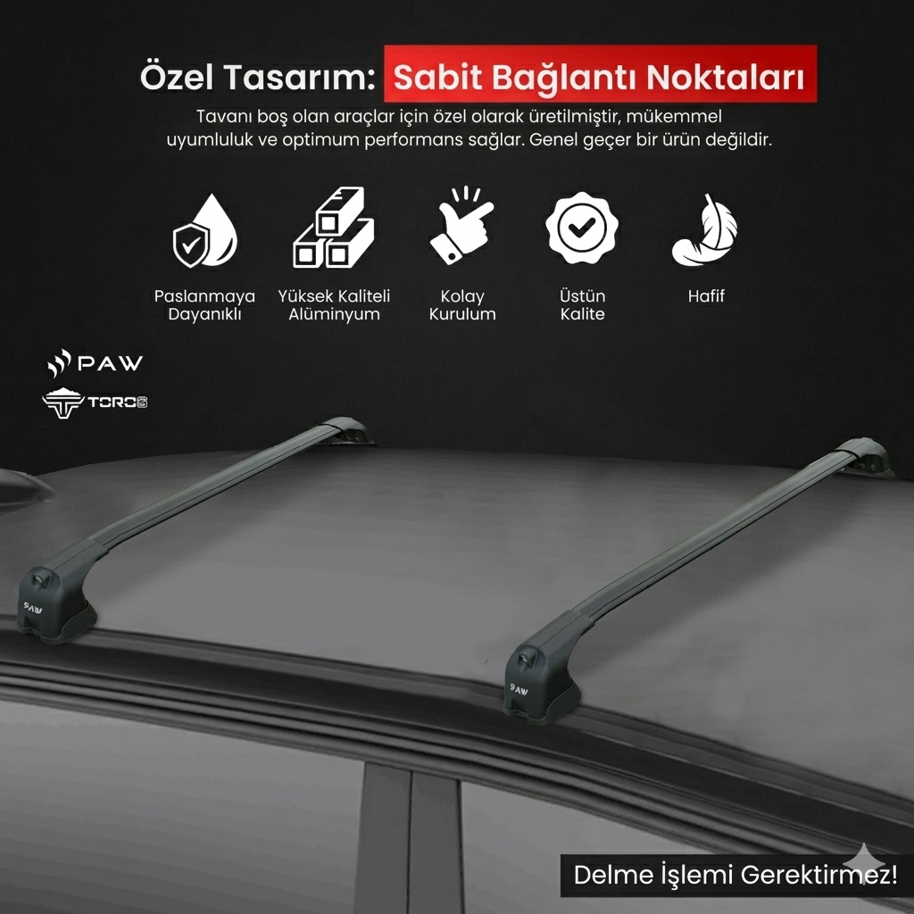Bmw 1 Serisi F20 (2011-2019) Ara Atkı Portbagaj Taşıyıcı - Paw Pro 3 Gri
