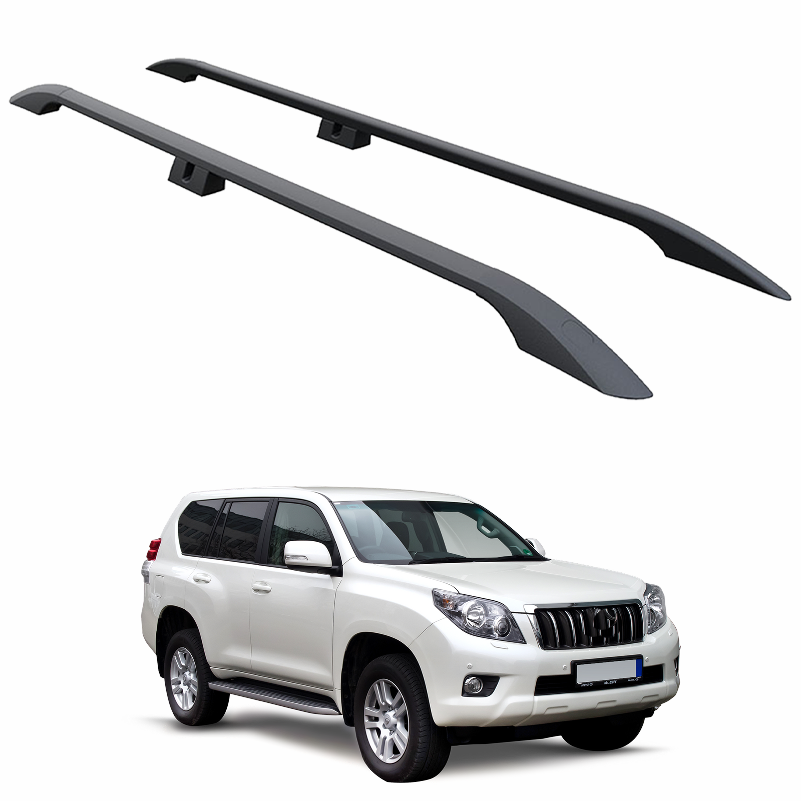 Land Cruiser Prado J120 2002-2009 Araç Üstü Alüminyum Tavan Yan Rayları Plus - Siyah