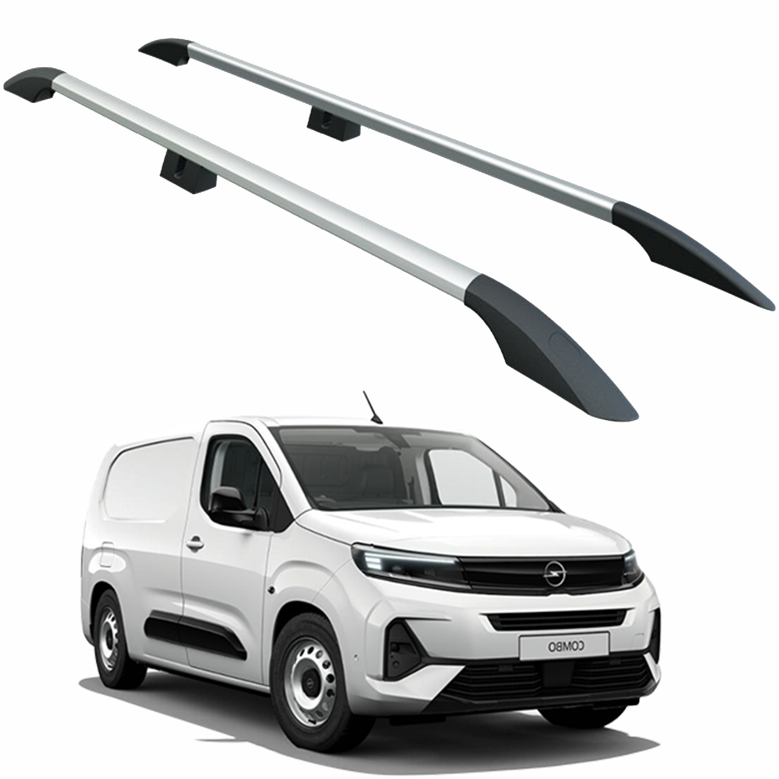 Opel Combo Kısa Şase Van 2018-2025 Araç Üstü Alüminyum Tavan Yan Rayları Plus Serisi - Gri