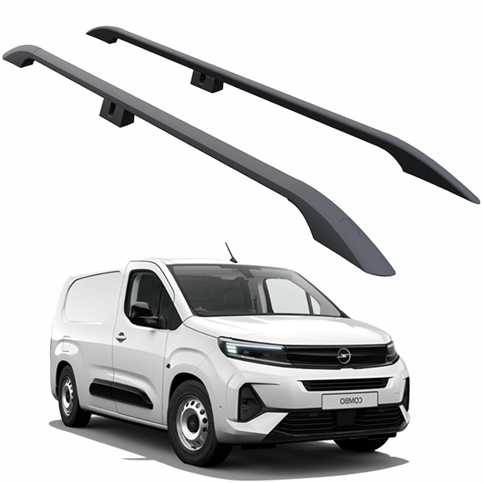 Opel Combo Kısa Şase Van 2018-2025 Araç Üstü Alüminyum Tavan Yan Rayları Plus Serisi - Siyah