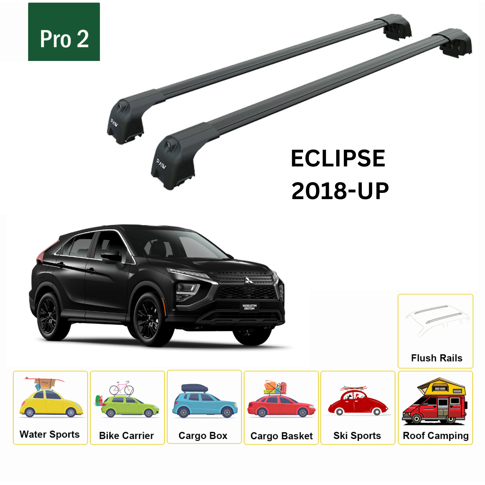Mitsubishi Eclipse Cross 2018-2025 Portbagaj Taşıyıcı Ara Atkisi - Ara Çubuk Paw Pro 2 Siyah