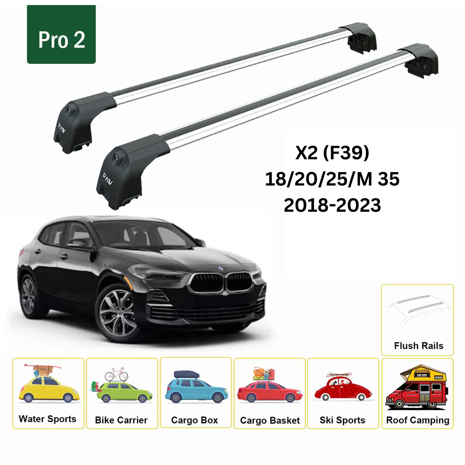 BMW X2 F39 (2018-2023) Uyumlu Tavan Ara Barı-Pro 2-Gri