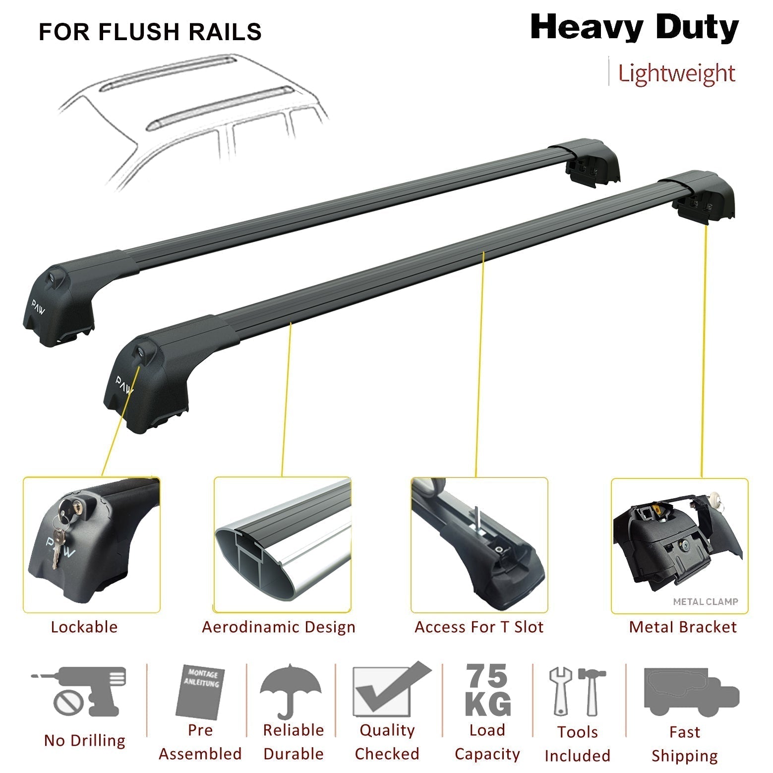 Mini Paceman 2010-2016 Portbagaj Taşıyıcı Ara Atkisi - Ara Çubuk Paw Pro 2 Gri
