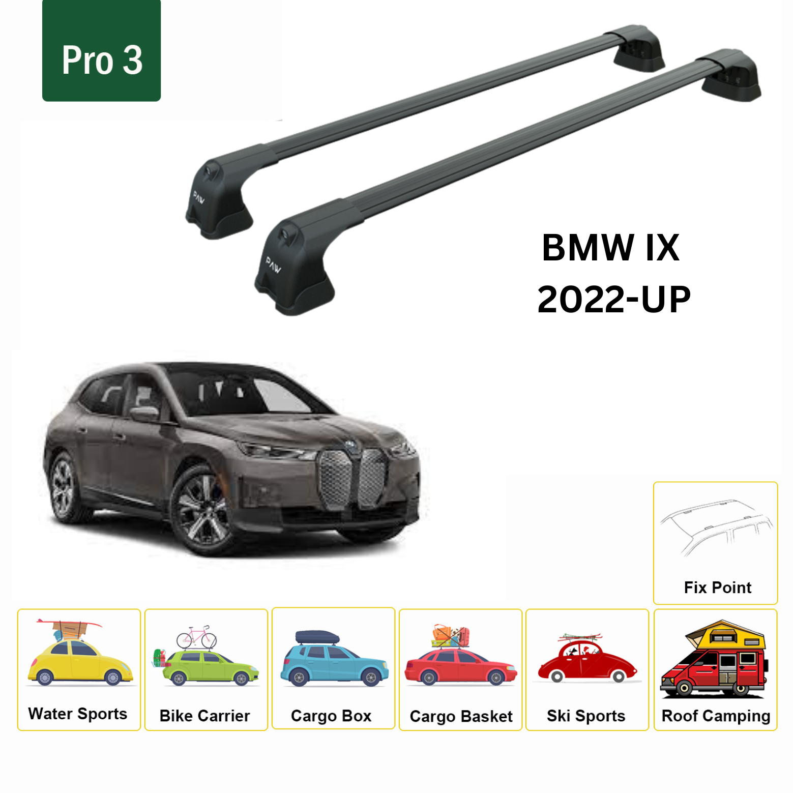Paw BMW iX (2021-2025) Ara Atkı Portbagaj Taşıyıcı Pro 3 Siyah