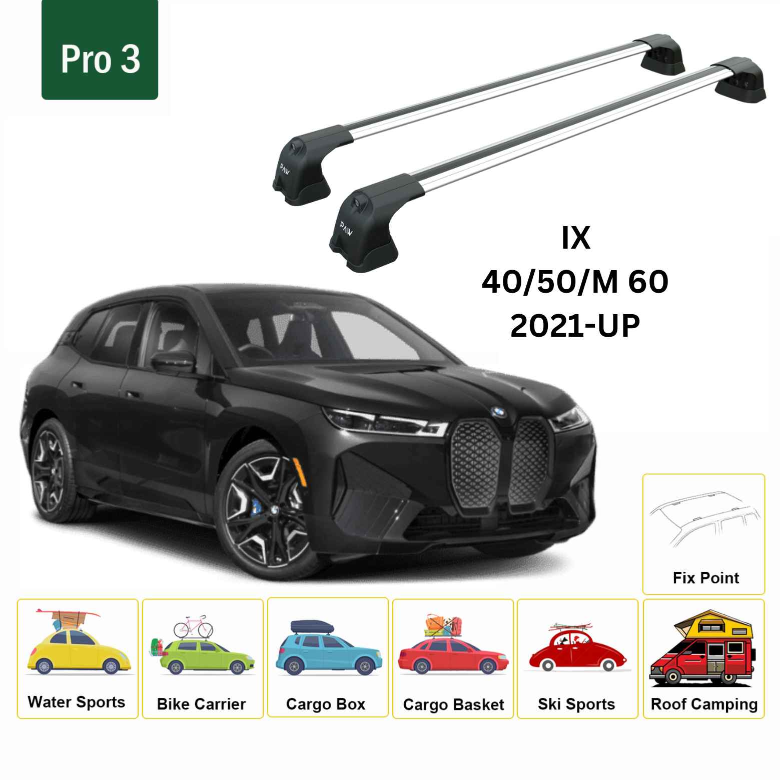 Paw BMW iX (2021-2025) Ara Atkı Portbagaj Taşıyıcı Pro 3 Gri