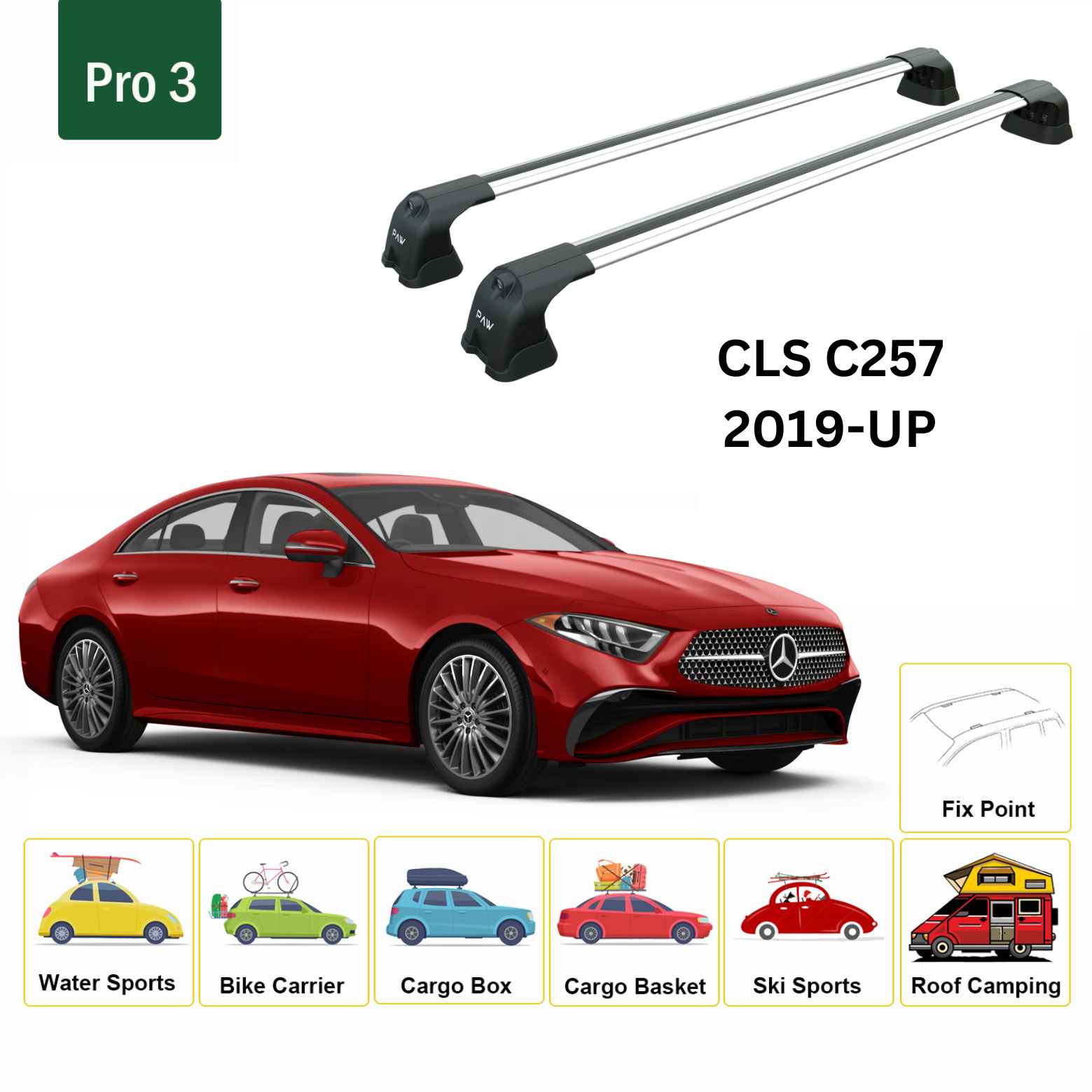 Paw Mercedes-Benz CLS (C257) 2019-2021 Ara Atkı Portbagaj Taşıyıcı - Pro 3 Gri