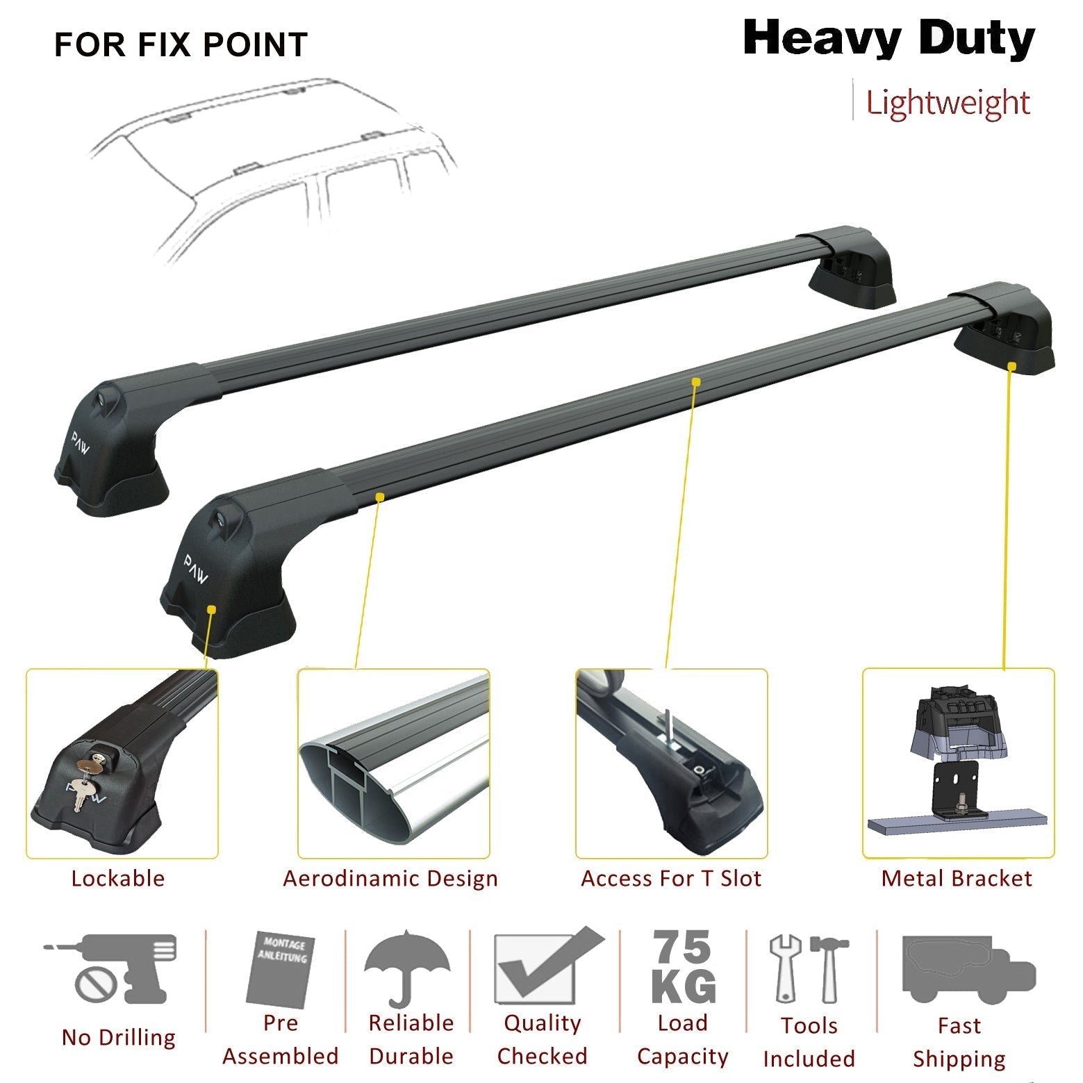 Paw Mercedes-Benz G-Serisi (W464) 2018-2025 Ara Atkı Portbagaj Taşıyıcı - Pro 3 Gri