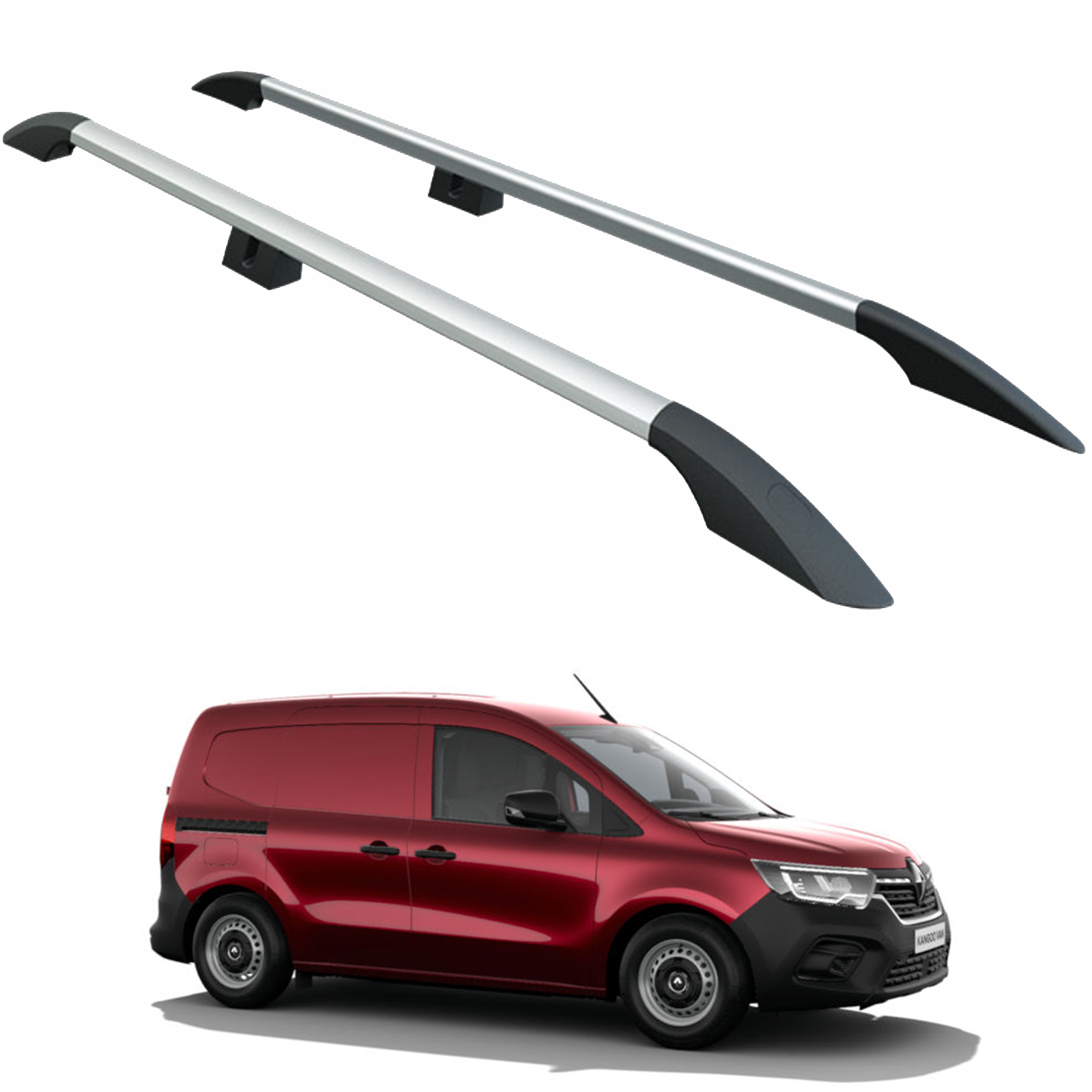 Renault Kangoo Uzun Şase 2021-2025 Araç Üstü Alüminyum Tavan Yan Rayları Plus Serisi - Gri