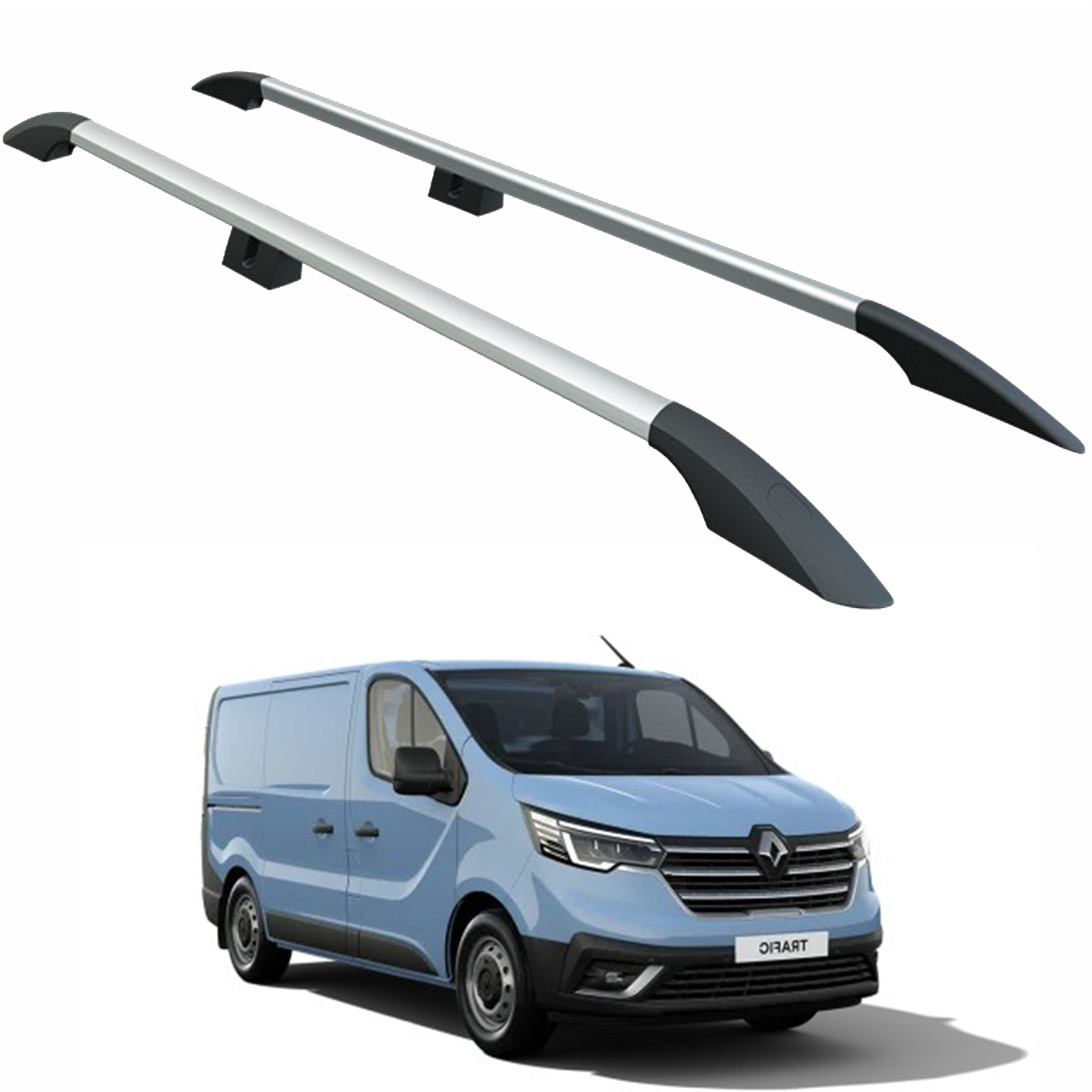 Renault Trafic X82 Uzun Şase (2014-2025) Araç Üstü Alüminyum Tavan Yan Rayları Plus Serisi - Gri
