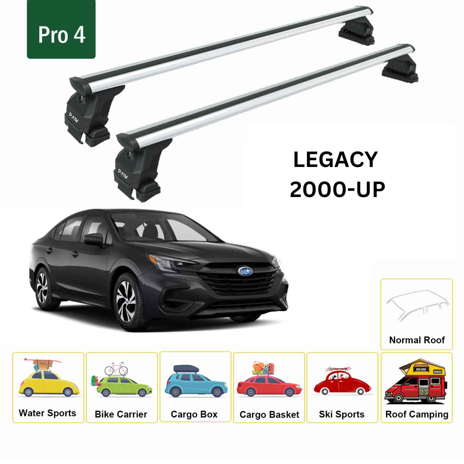 Paw Subaru Legacy Sedan (2020-2025) Ara Atkı Portbagaj Taşıyıcı - Pro 3 Siyah