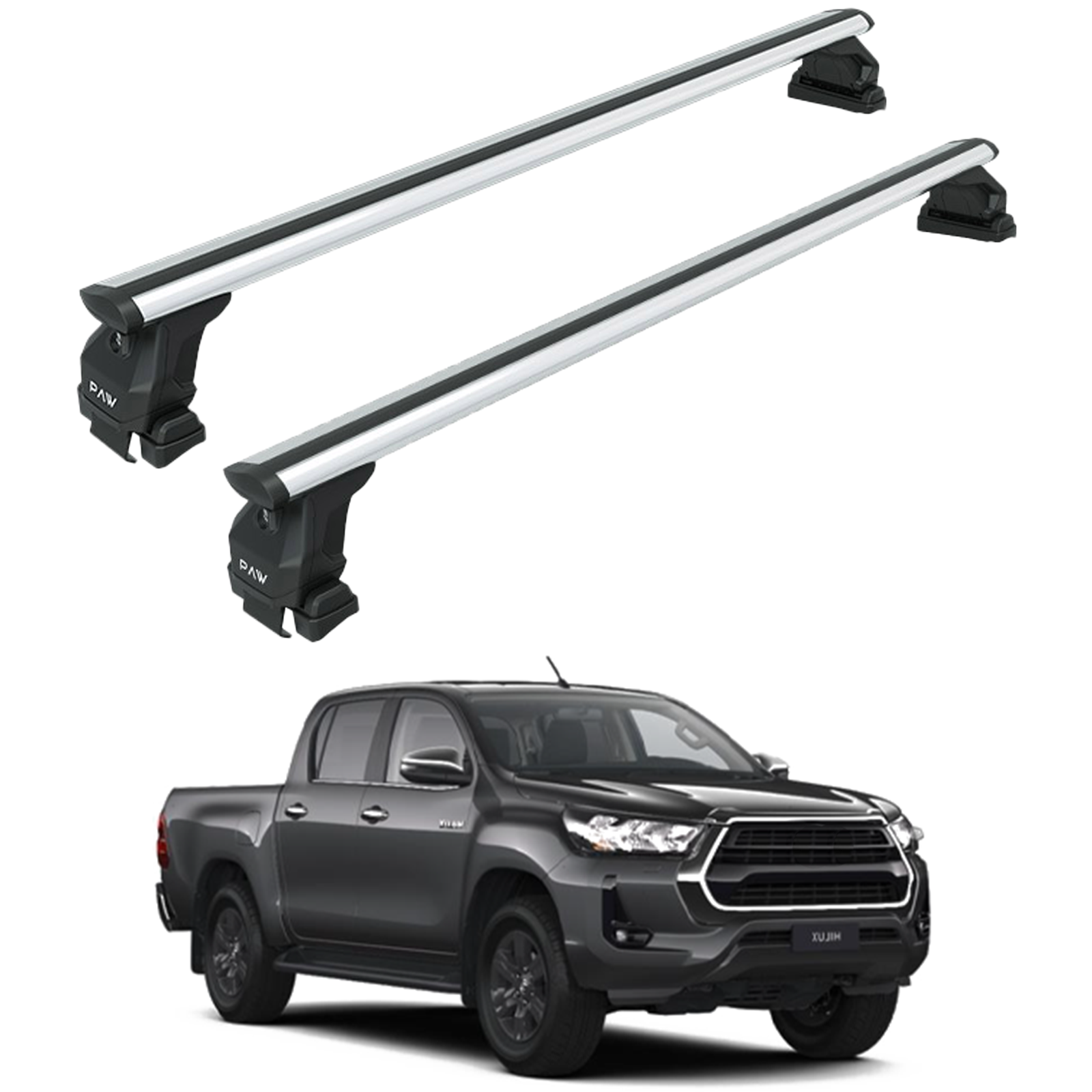Toyota Hilux Mk9 2021-2025 Oluksuz Üst Tavan Portbagaj Taşıyıcı Ara Atkısı Toros Serisi Pro 4 Siyah