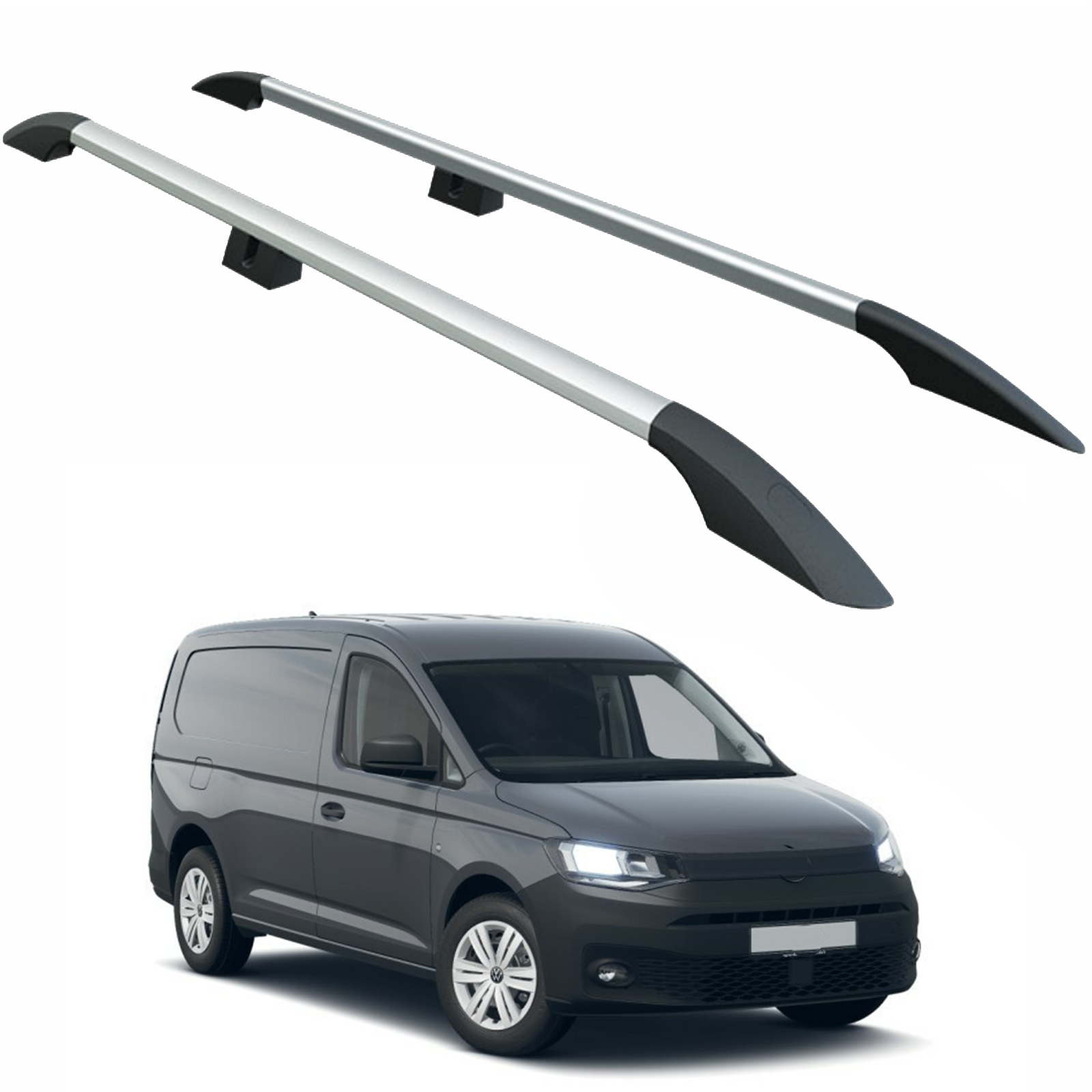 Volkswagen Caddy V 2020-2025 Araç Üstü Alüminyum Tavan Yan Rayları Plus Serisi - Gri