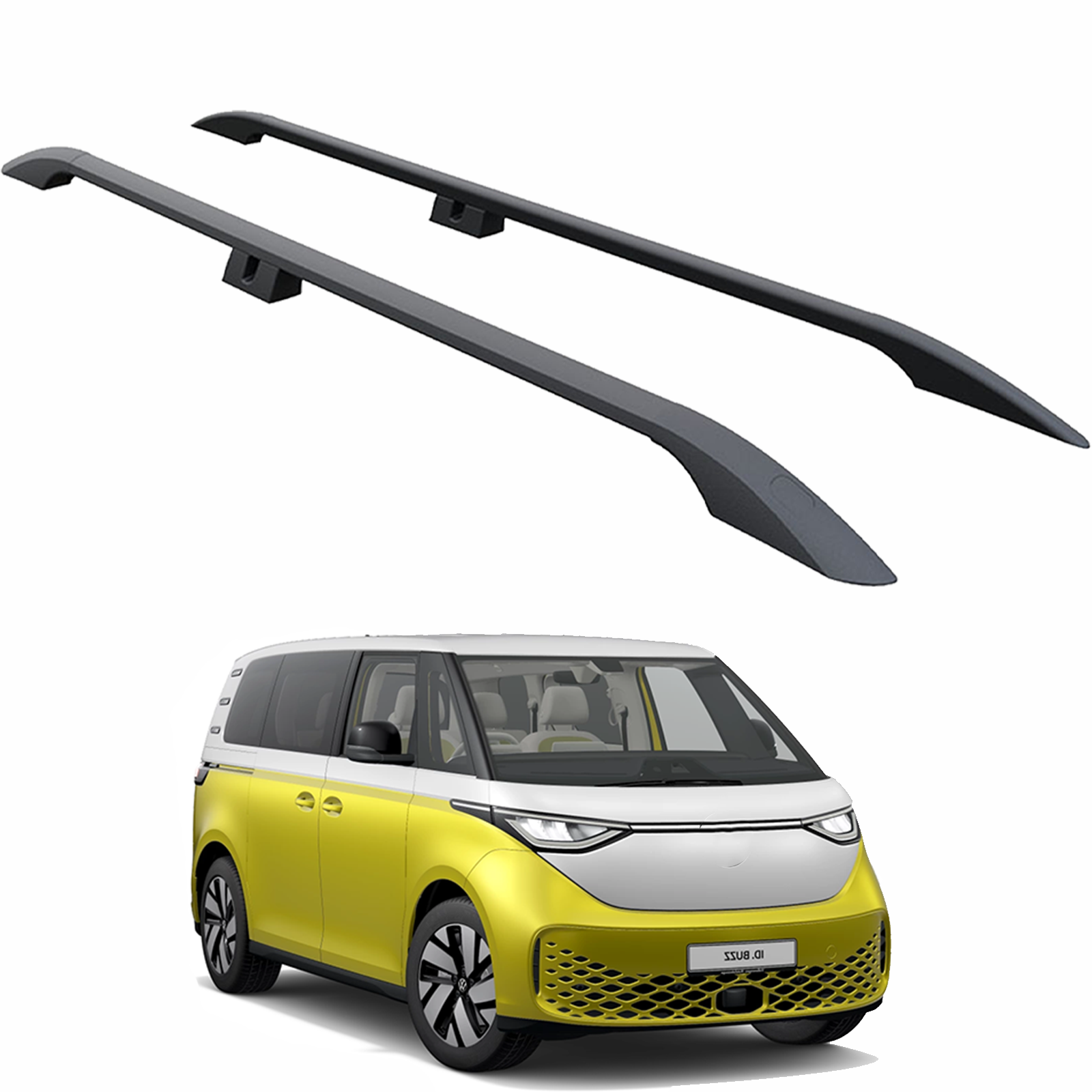Volkswagen Id. Buzz Uzun Şase Araç Üstü Alüminyum Tavan Yan Rayları Plus Serisi - Siyah