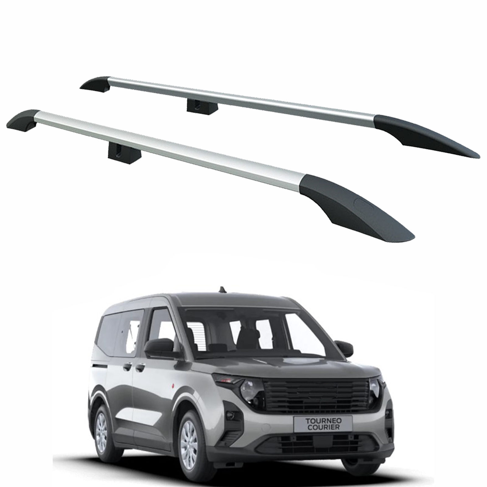 Ford Ford Transit Courier 2023-2025 Araç Üstü Alüminyum Tavan Yan Rayları Plus Serisi - Gri